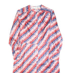 LAUSANIA Womens Red & Pink & Blue Print Day Polyester Dress L Button Sleeve