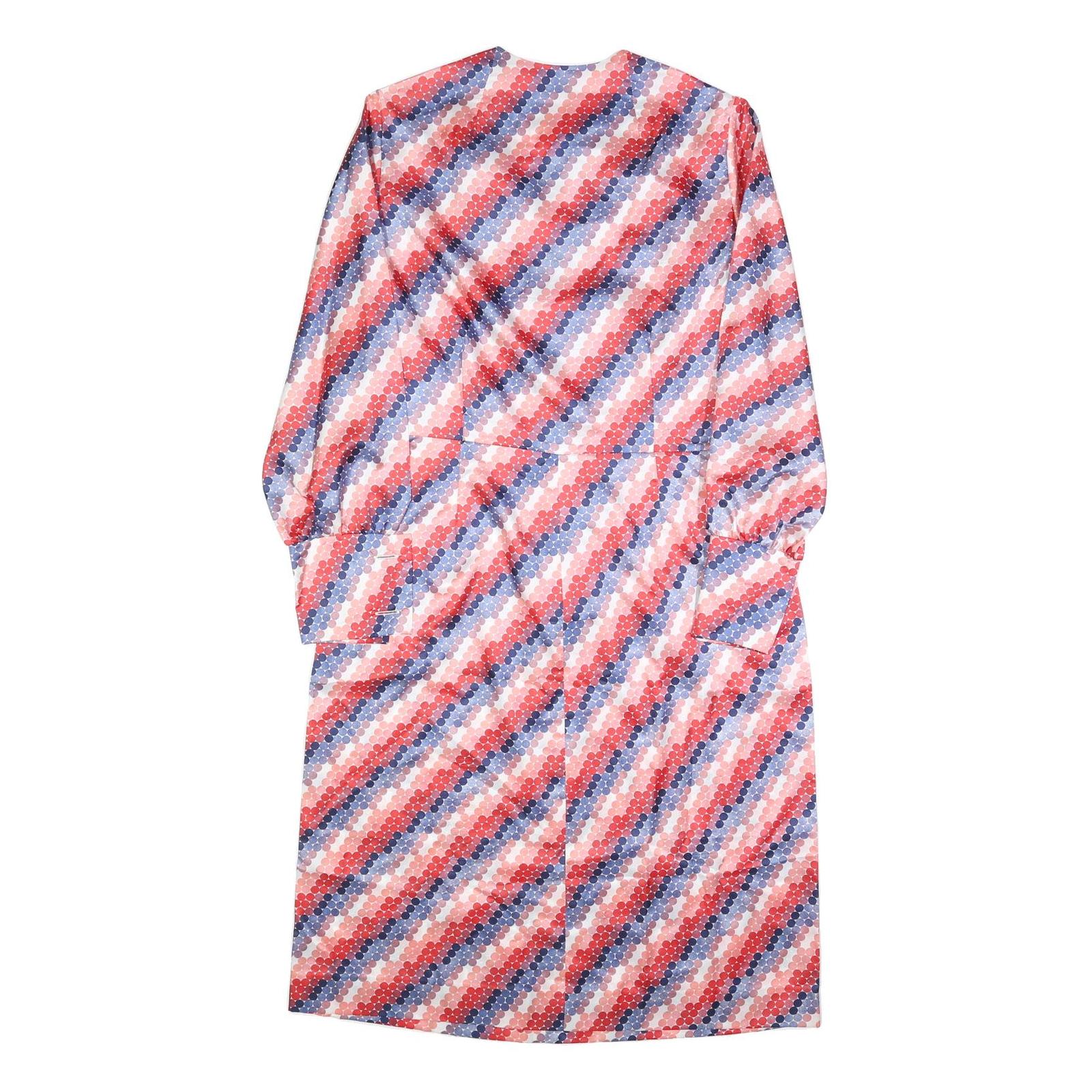 LAUSANIA Womens Red & Pink & Blue Print Day Polyester Dress L Button Sleeve