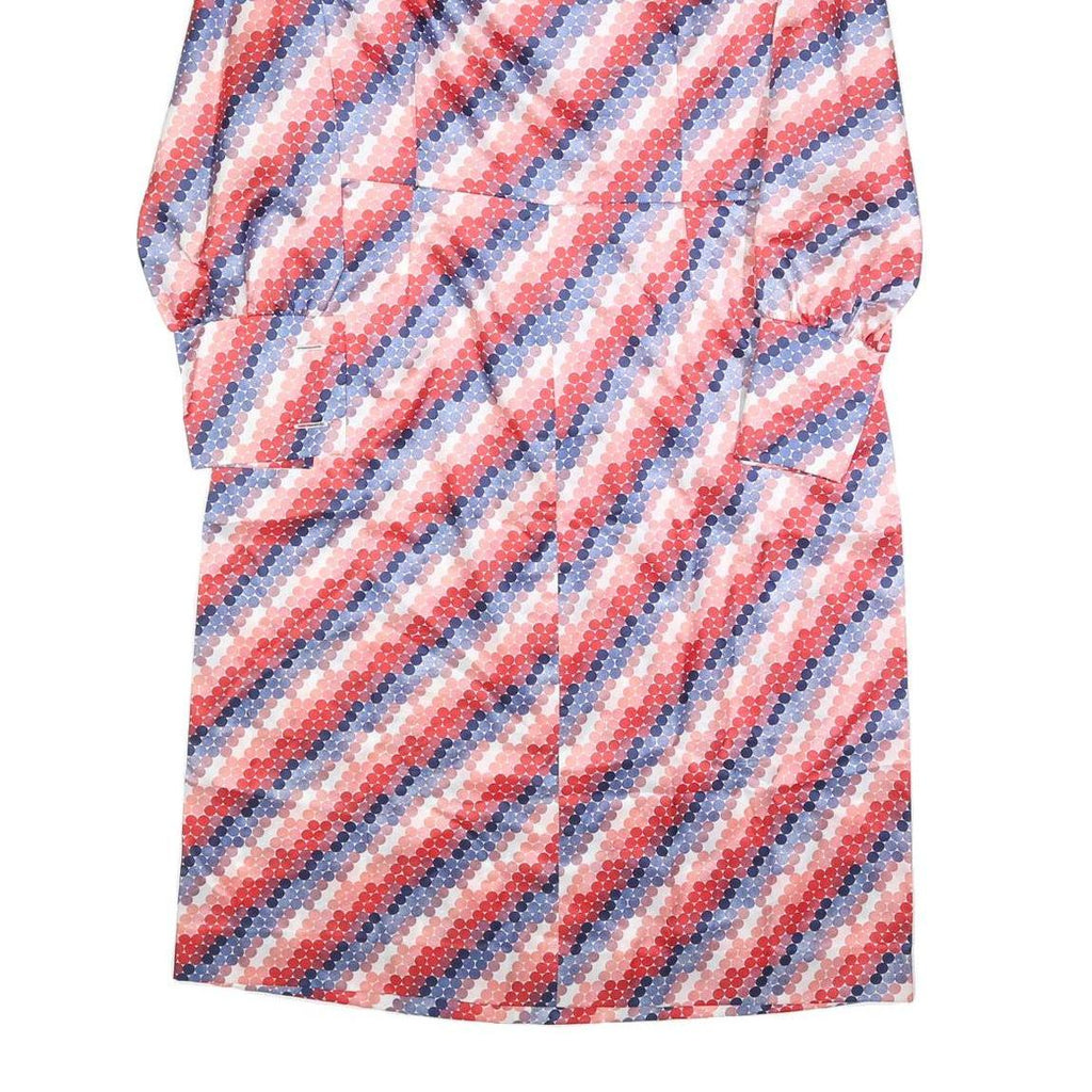 LAUSANIA Womens Red & Pink & Blue Print Day Polyester Dress L Button Sleeve