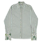 TED BAKER Mens Formal Shirt Green Striped Long Sleeve M