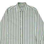 TED BAKER Mens Formal Shirt Green Striped Long Sleeve M