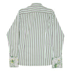 TED BAKER Mens Formal Shirt Green Striped Long Sleeve M