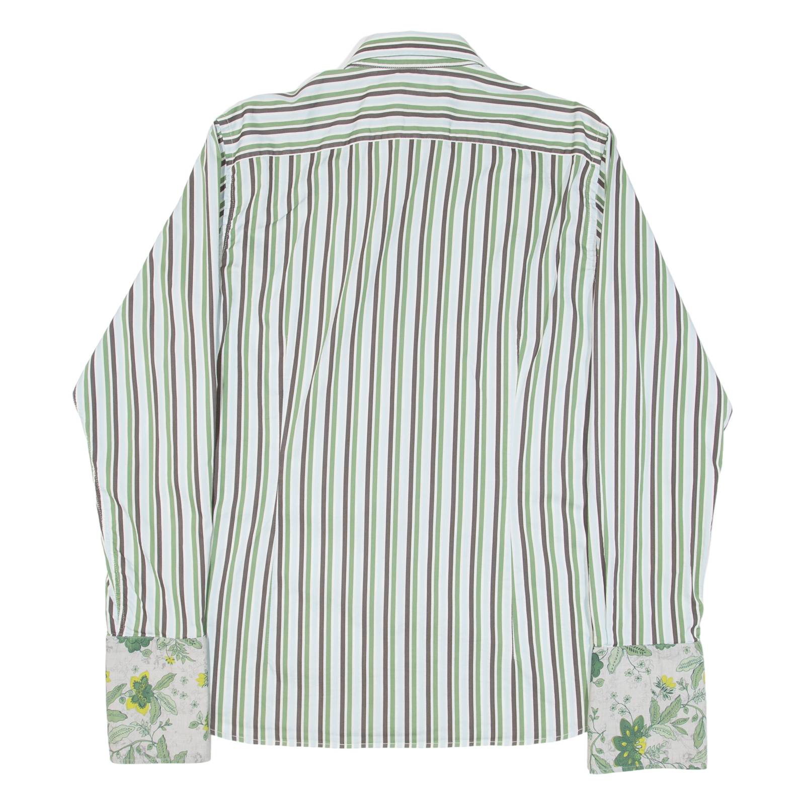 TED BAKER Mens Formal Shirt Green Striped Long Sleeve M
