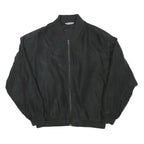 WORLD OF BASIC Mens Black Jacket L Polyester Blend Bomber Zip Casual Outerwear