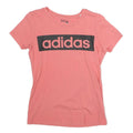 ADIDAS Womens Pink Graphic T-Shirt S Short Sleeve Crew Neck Logo Print Cotton