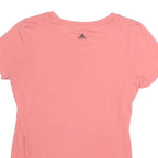 ADIDAS Womens Pink Graphic T-Shirt S Short Sleeve Crew Neck Logo Print Cotton
