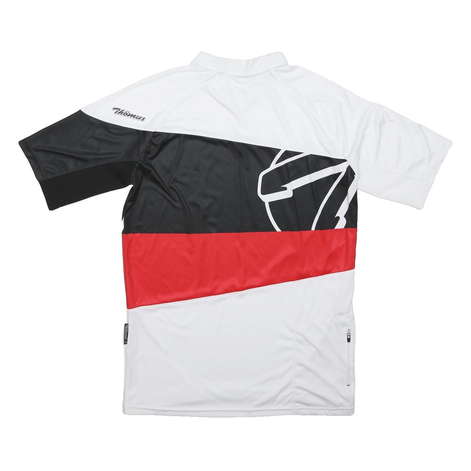 THÖMUS Mens White Black & Red Modern T-Shirt S Short Sleeve V-Neck Sports