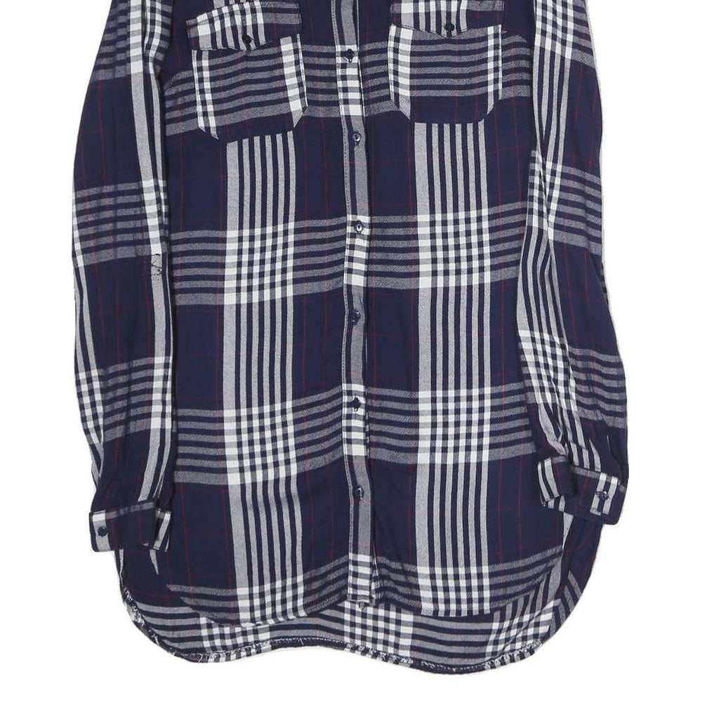 TALLY WEIJL Mens Blue & White Check Shirt L Cotton Blend Casual Long Sleeve