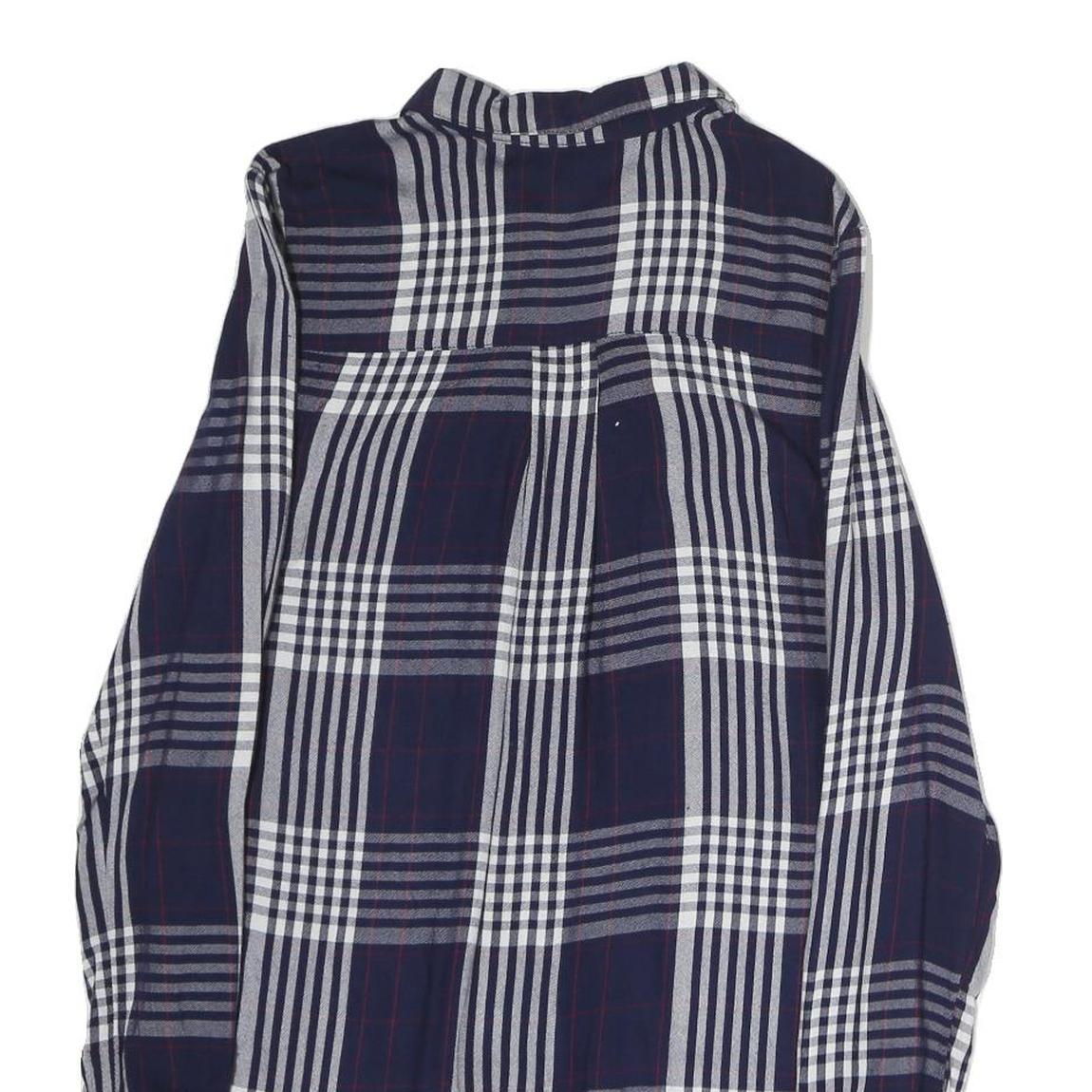 TALLY WEIJL Mens Blue & White Check Shirt L Cotton Blend Casual Long Sleeve