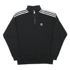 ADIDAS Womens Black & White 1/4 Zip Sweatshirt UK 4 Casual Sportswear
