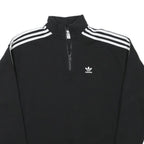 ADIDAS Womens Black & White 1/4 Zip Sweatshirt UK 4 Casual Sportswear