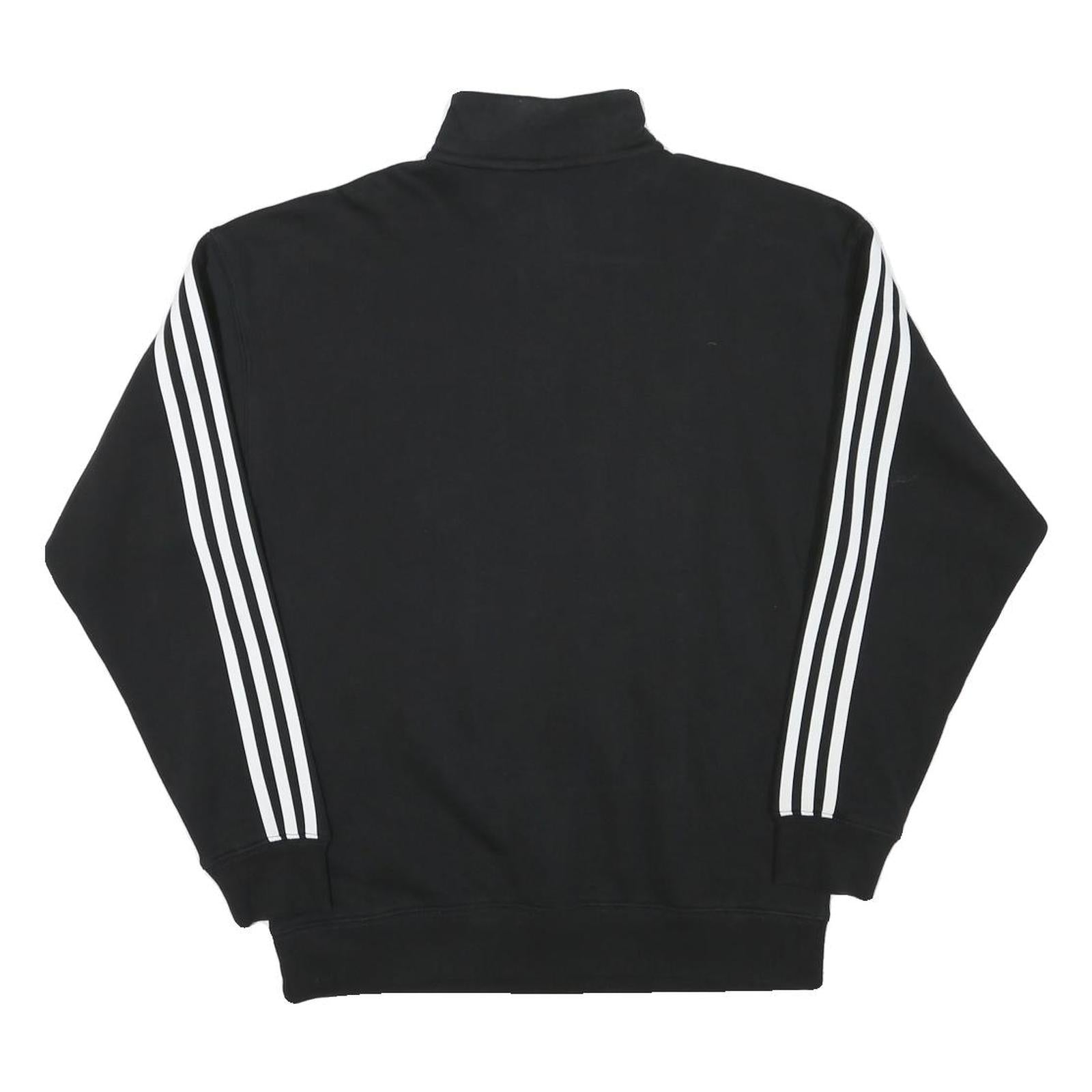 ADIDAS Womens Black & White 1/4 Zip Sweatshirt UK 4 Casual Sportswear