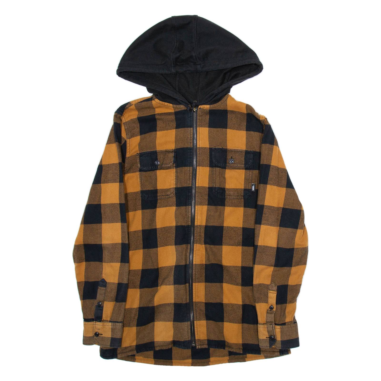 VANS Mens Jacket Orange Hooded Check S