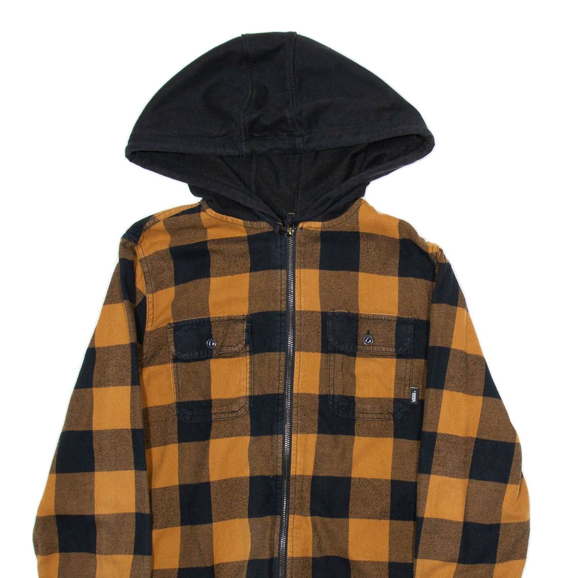 VANS Mens Jacket Orange Hooded Check S