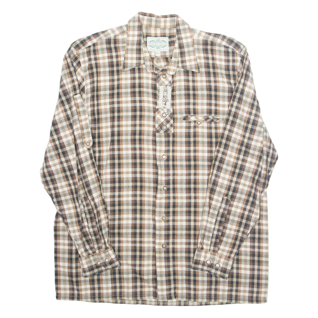 Womens Printed Blouse Brown Long Sleeve Check L