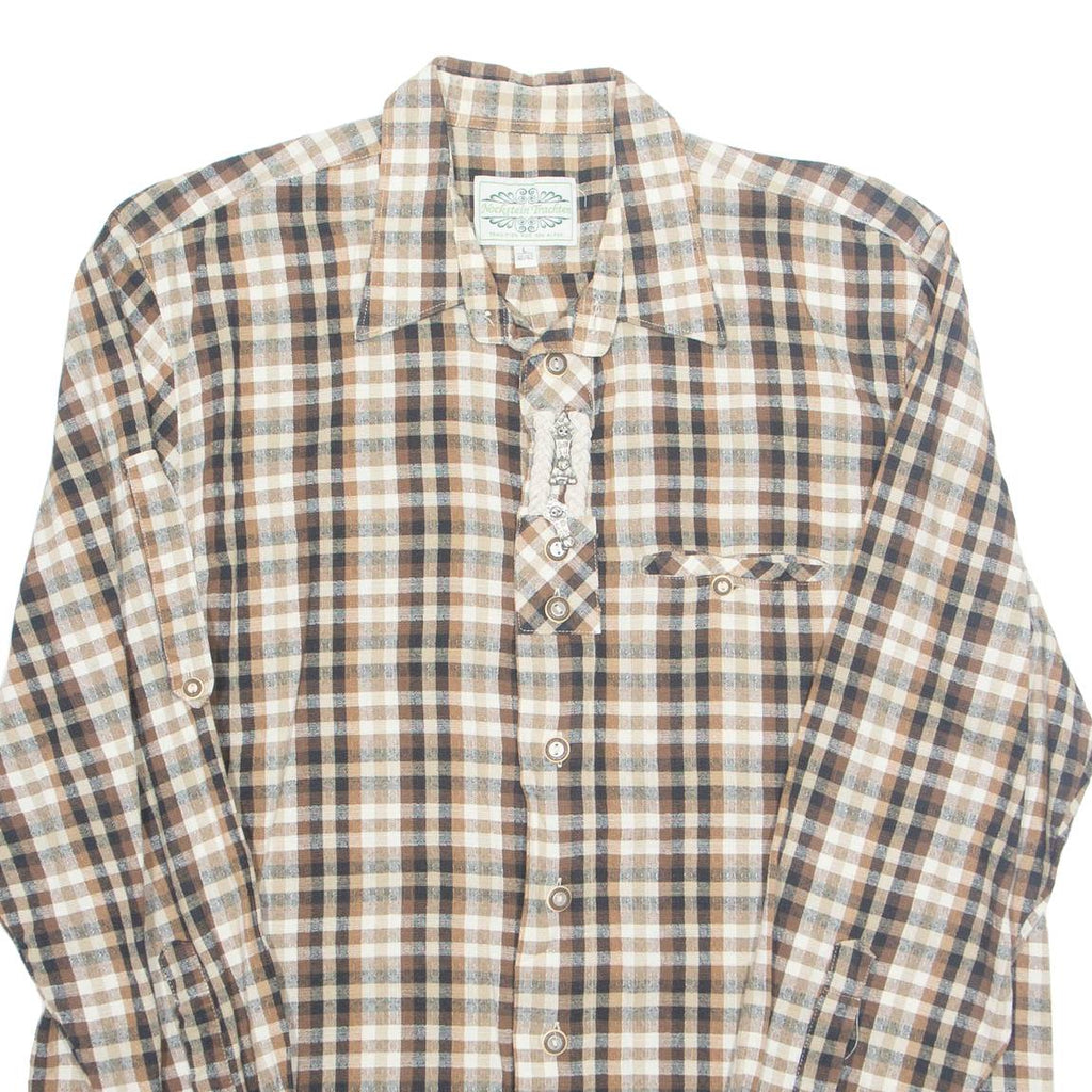 Womens Printed Blouse Brown Long Sleeve Check L