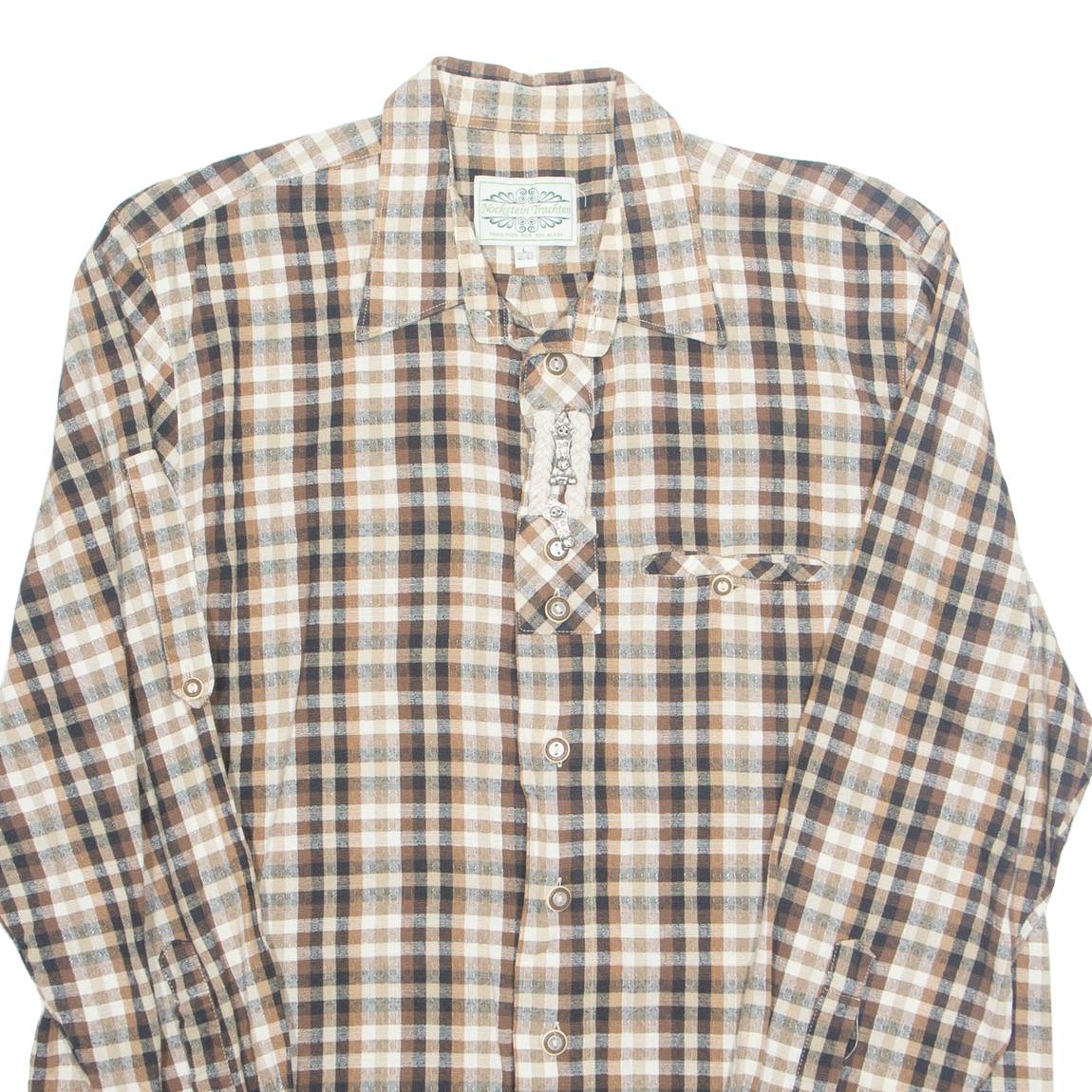 Womens Printed Blouse Brown Long Sleeve Check L