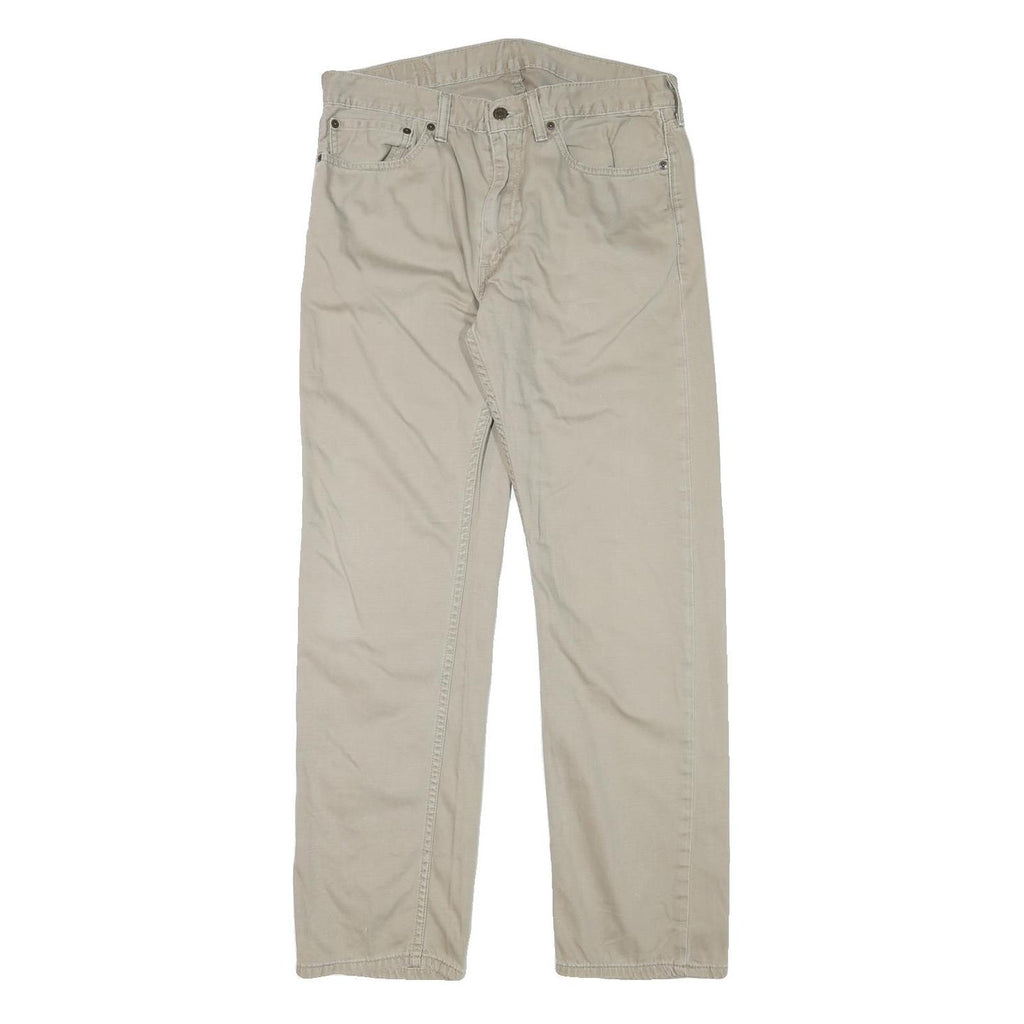 LEVI'S Mens Cotton Blend Beige Regular Straight Trousers W32 L31 Classic Zip