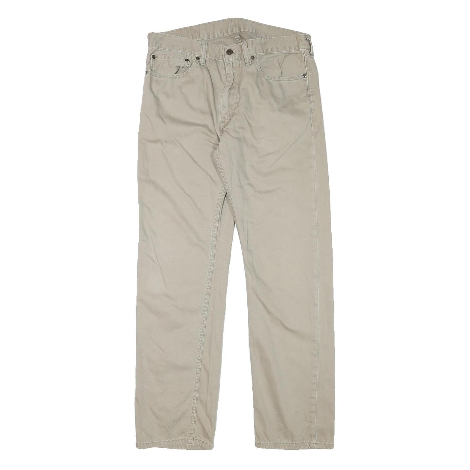 LEVI'S Mens Cotton Blend Beige Regular Straight Trousers W32 L31 Classic Zip