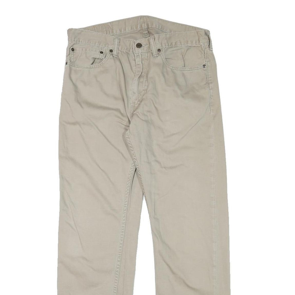 LEVI'S Mens Cotton Blend Beige Regular Straight Trousers W32 L31 Classic Zip