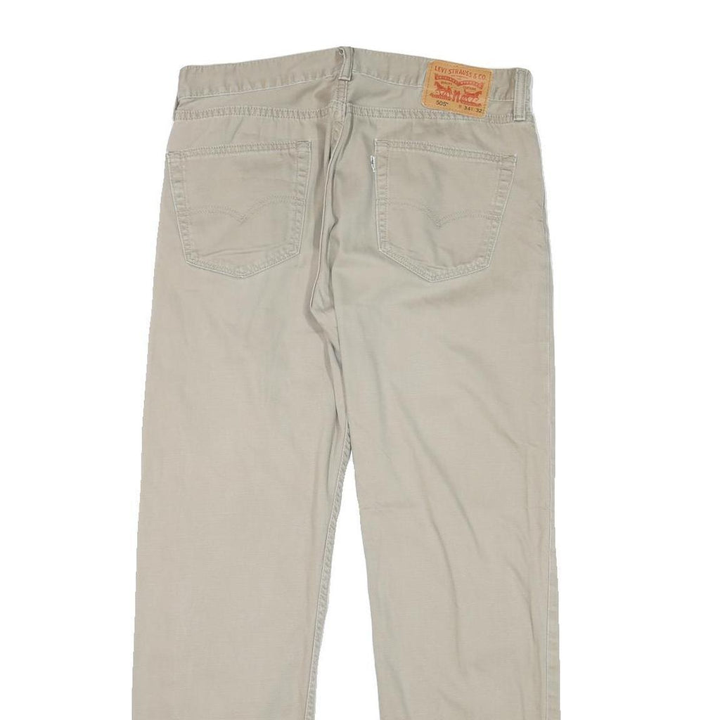 LEVI'S Mens Cotton Blend Beige Regular Straight Trousers W32 L31 Classic Zip