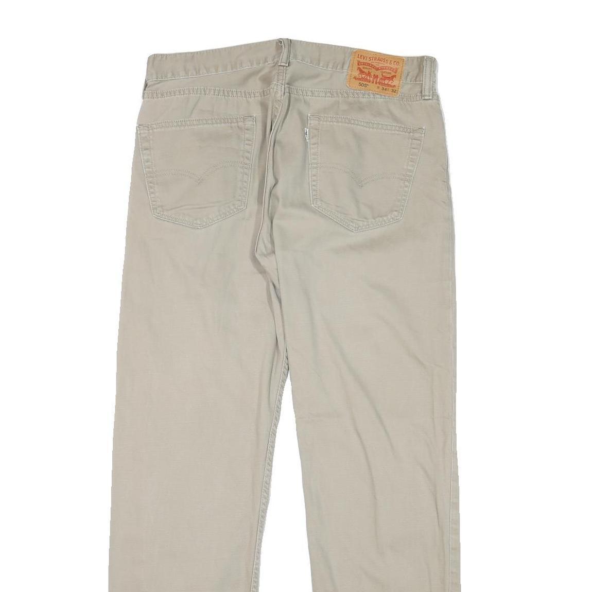 LEVI'S Mens Cotton Blend Beige Regular Straight Trousers W32 L31 Classic Zip