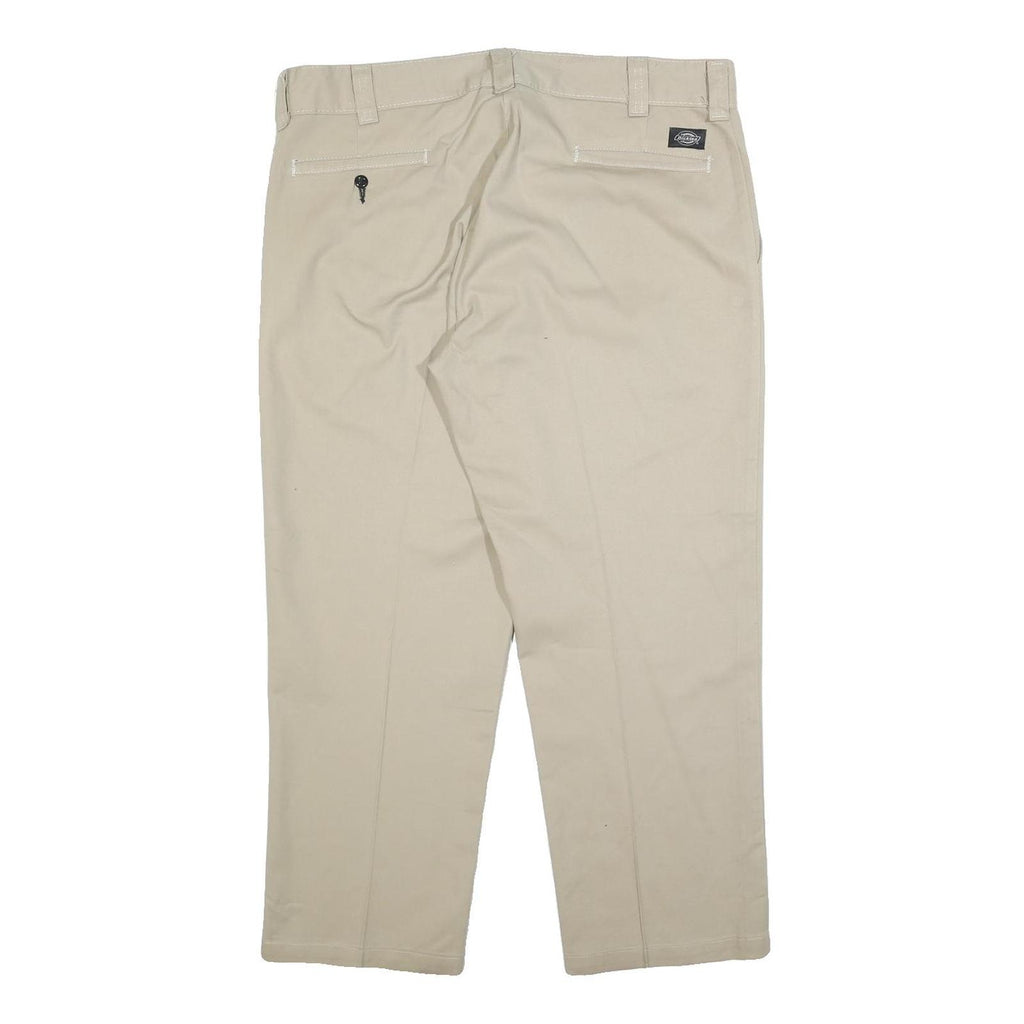DICKIES Mens Cotton Blend Beige Relaxed Straight Trousers W38 L27 Workwear