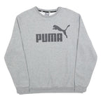 PUMA Mens Grey XL Crew Neck Cotton Blend Sweatshirt Logo Casual Pullover