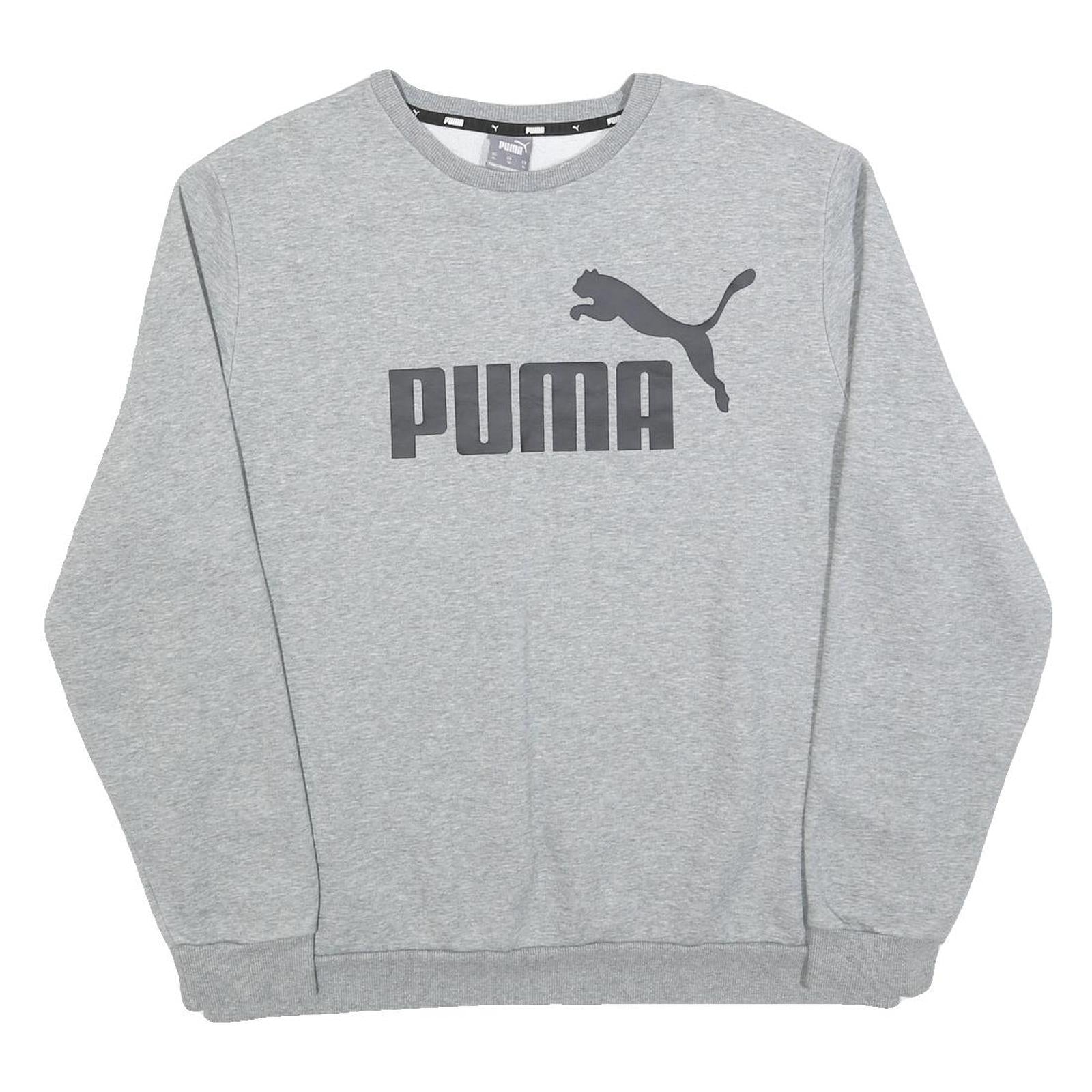 PUMA Mens Grey XL Crew Neck Cotton Blend Sweatshirt Logo Casual Pullover