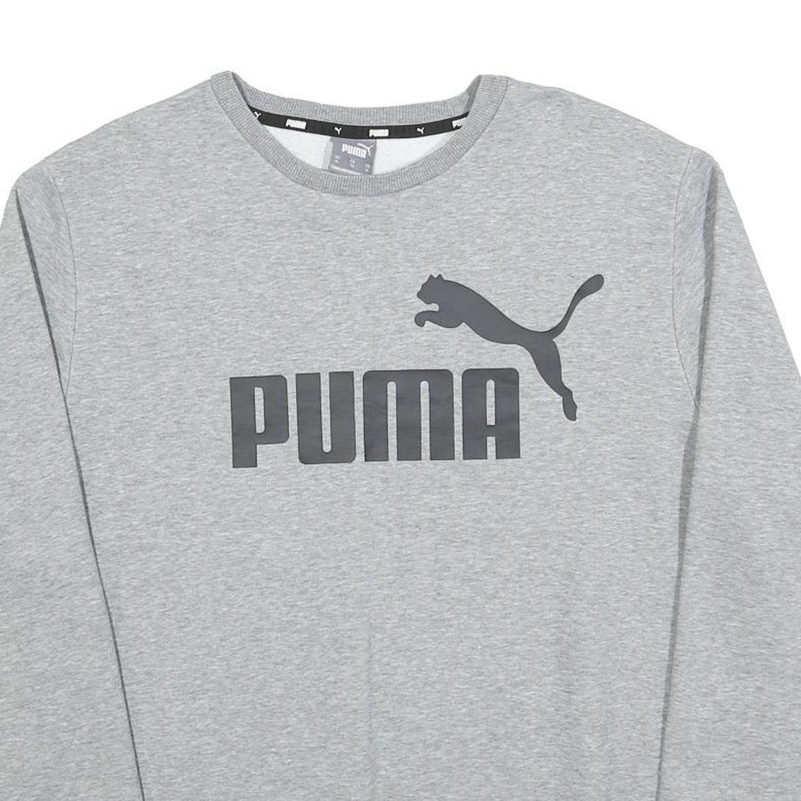 PUMA Mens Grey XL Crew Neck Cotton Blend Sweatshirt Logo Casual Pullover