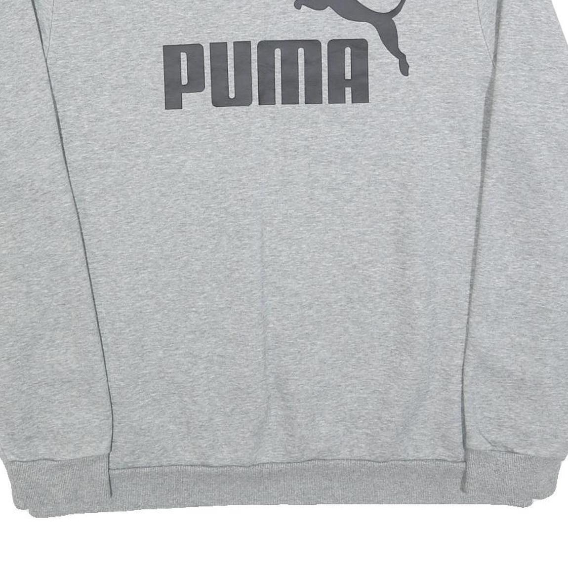 PUMA Mens Grey XL Crew Neck Cotton Blend Sweatshirt Logo Casual Pullover