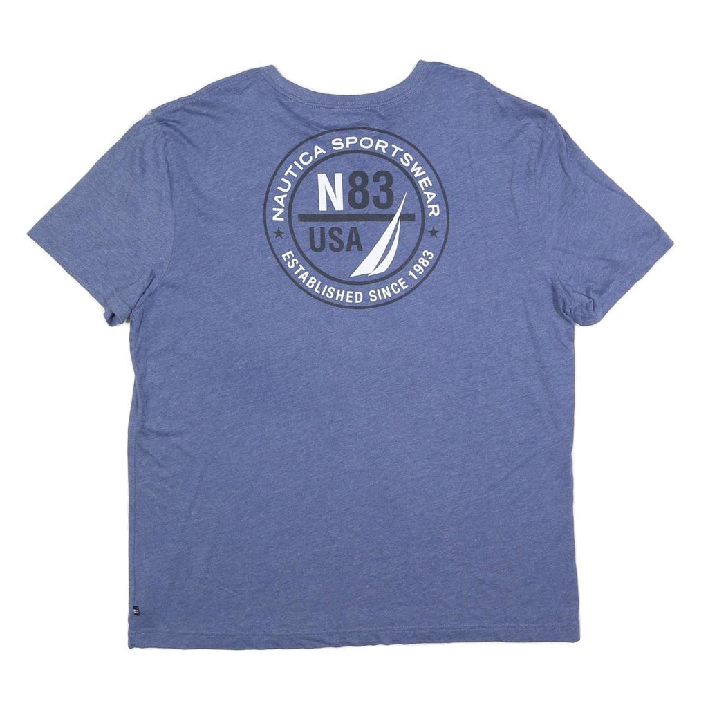 NAUTICA Mens Blue Graphic T-Shirt 2XL Short Sleeve Crew Neck Cotton Blend