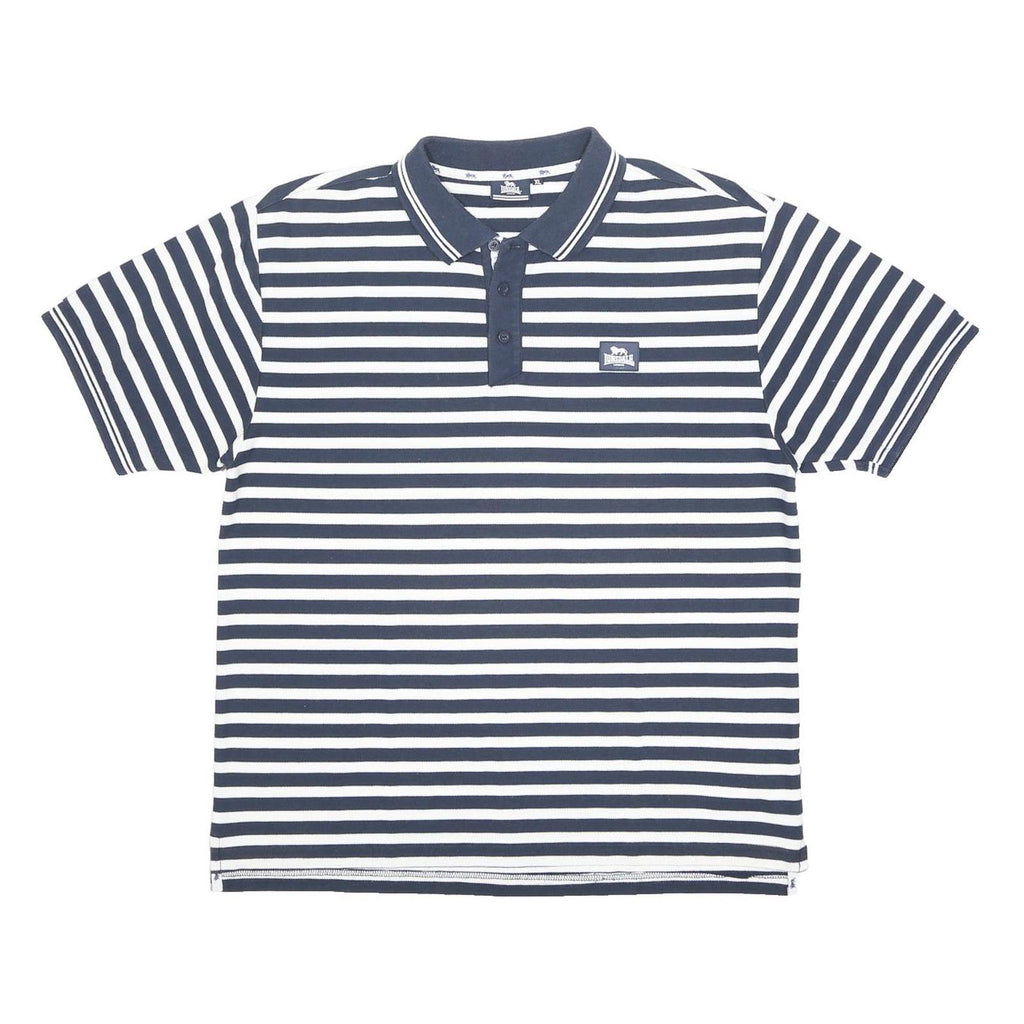 LONSDALE Mens Navy Blue & White Striped Polo Shirt XL Cotton Blend Casual Summer