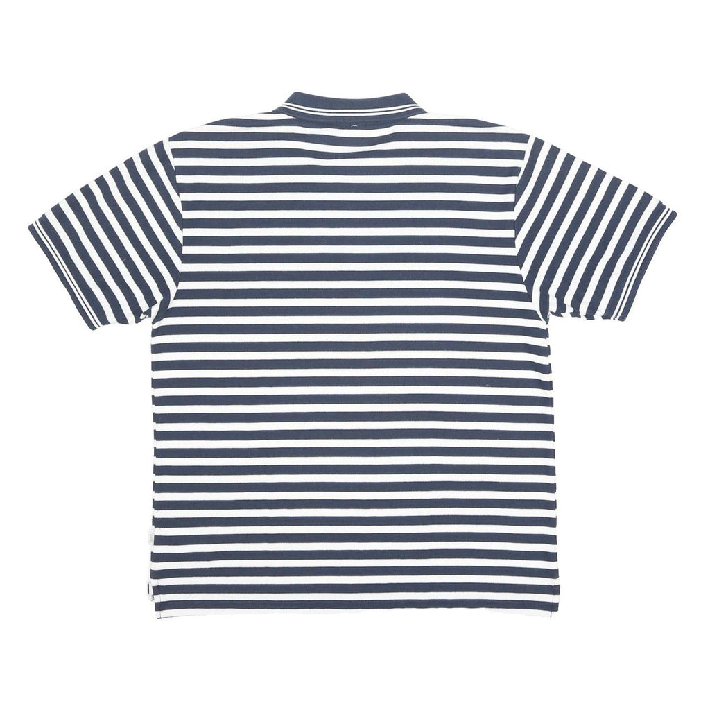 LONSDALE Mens Navy Blue & White Striped Polo Shirt XL Cotton Blend Casual Summer