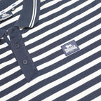LONSDALE Mens Navy Blue & White Striped Polo Shirt XL Cotton Blend Casual Summer