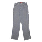 DICKIES Womens Cotton Blend Blue White Pinstripe Regular Fit Straight Leg