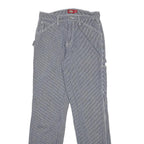 DICKIES Womens Cotton Blend Blue White Pinstripe Regular Fit Straight Leg