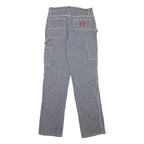 DICKIES Womens Cotton Blend Blue White Pinstripe Regular Fit Straight Leg