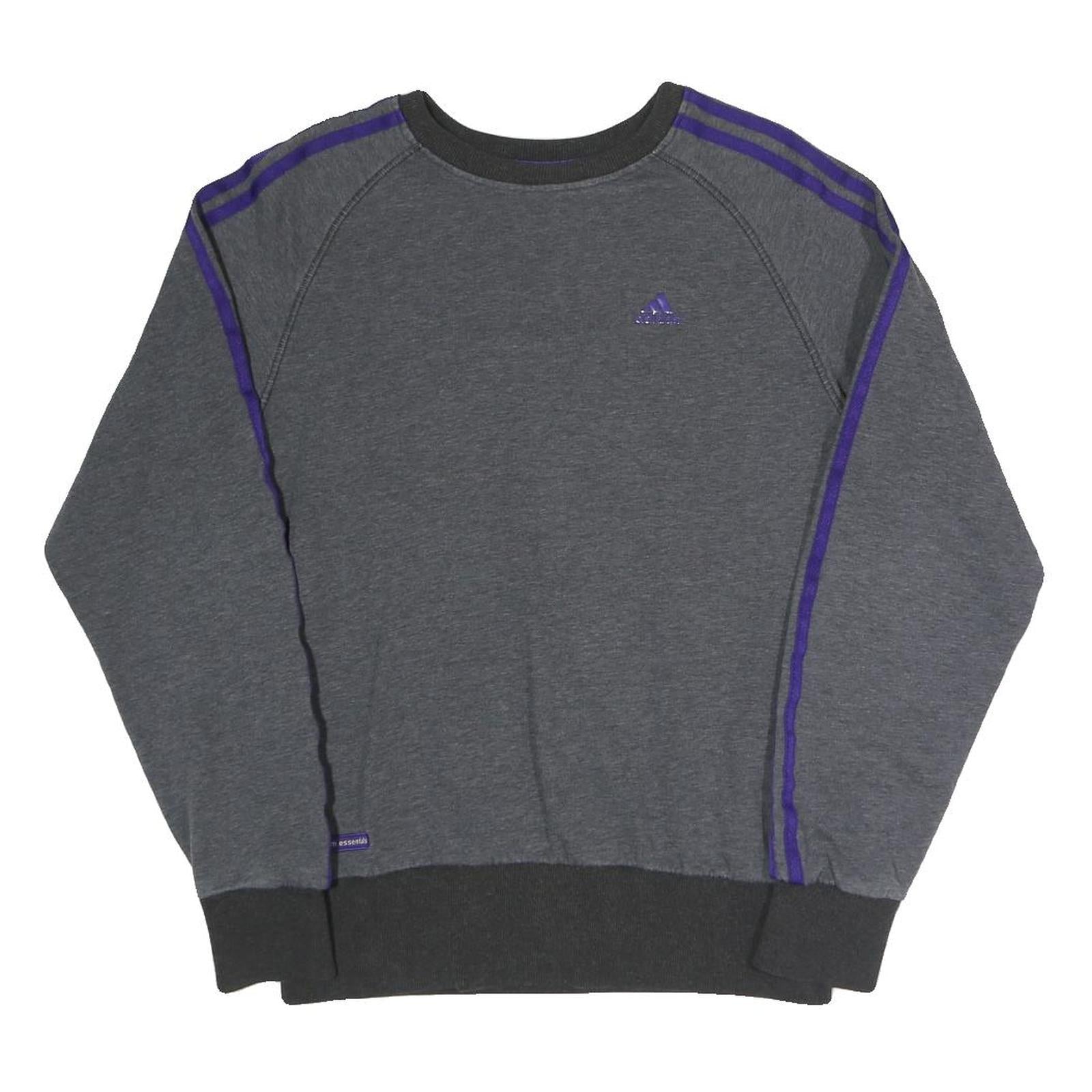 ADIDAS Mens Grey & Purple Sweatshirt Crew Neck S Athletic Casual Training Top