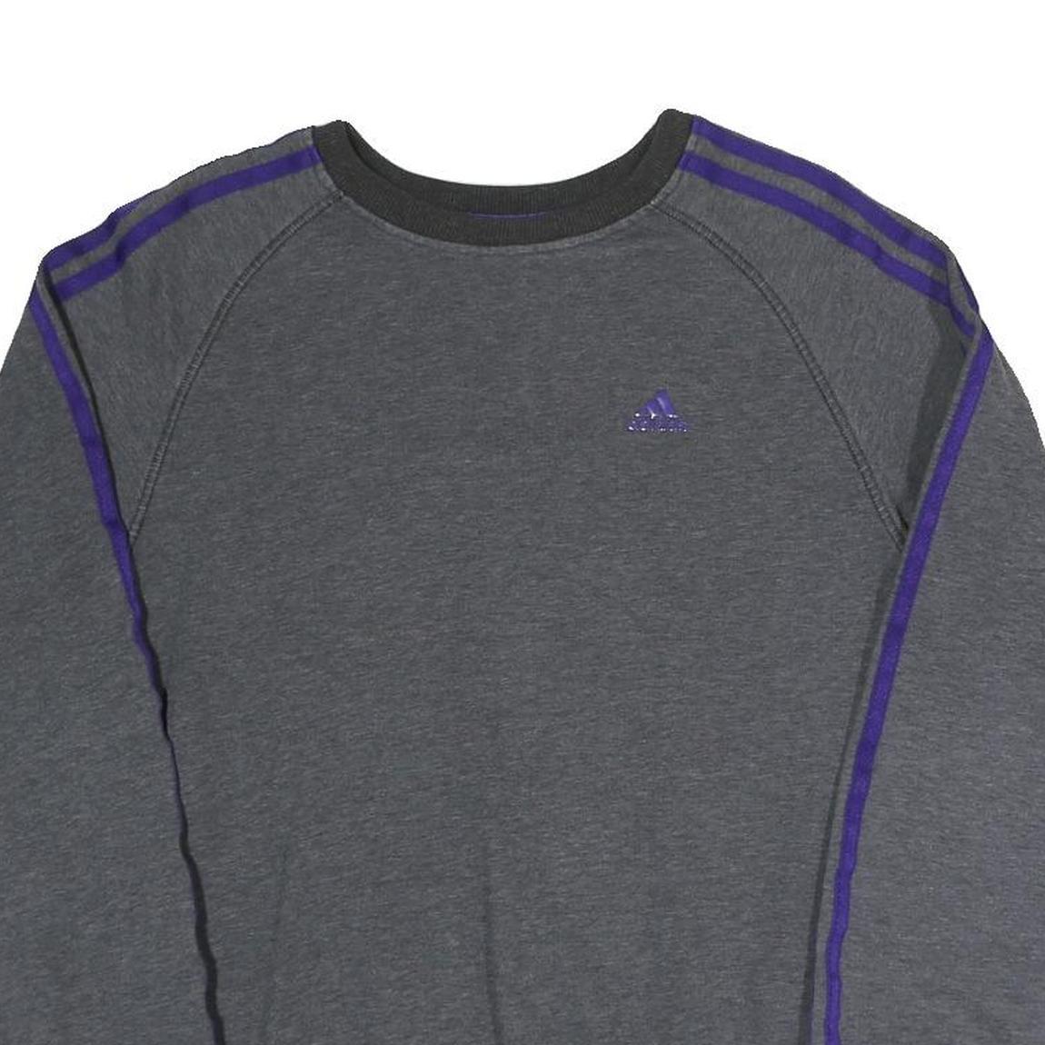 ADIDAS Mens Grey & Purple Sweatshirt Crew Neck S Athletic Casual Training Top