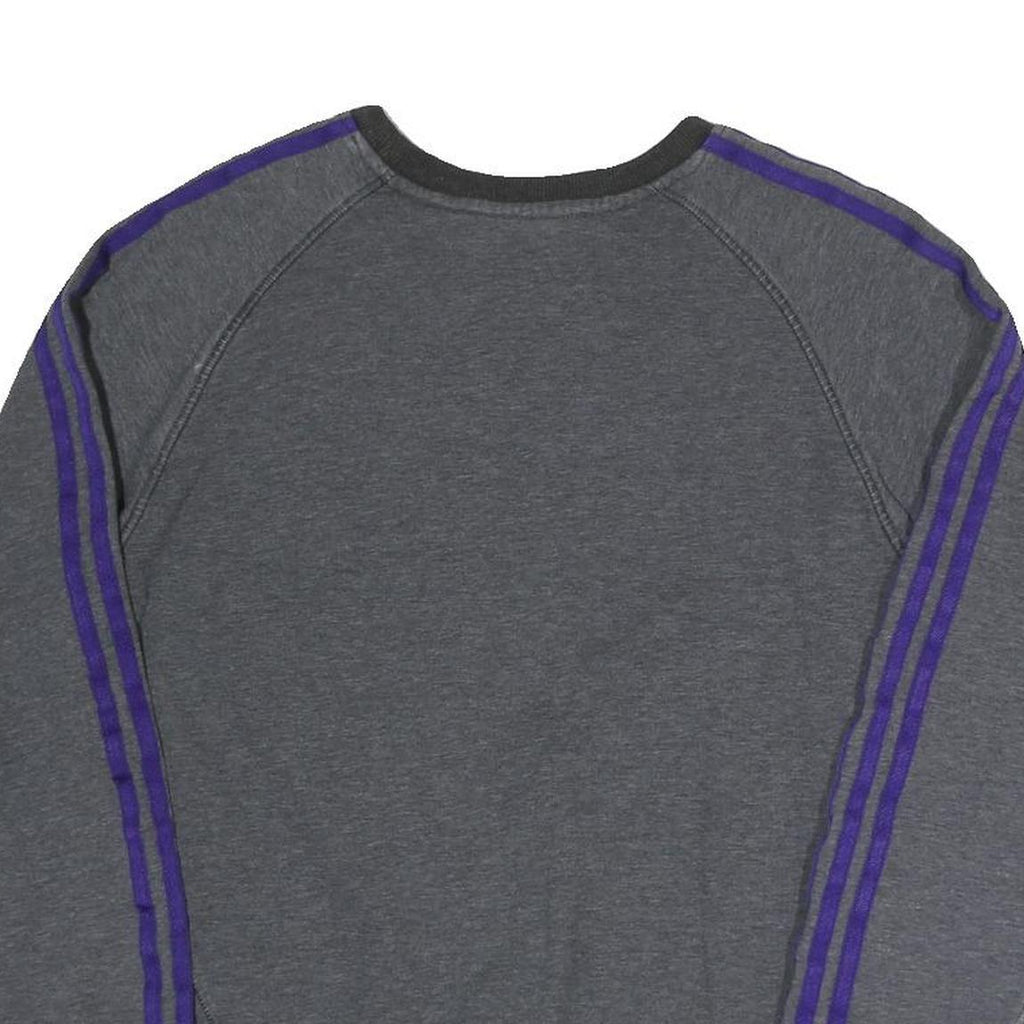 ADIDAS Mens Grey & Purple Sweatshirt Crew Neck S Athletic Casual Training Top