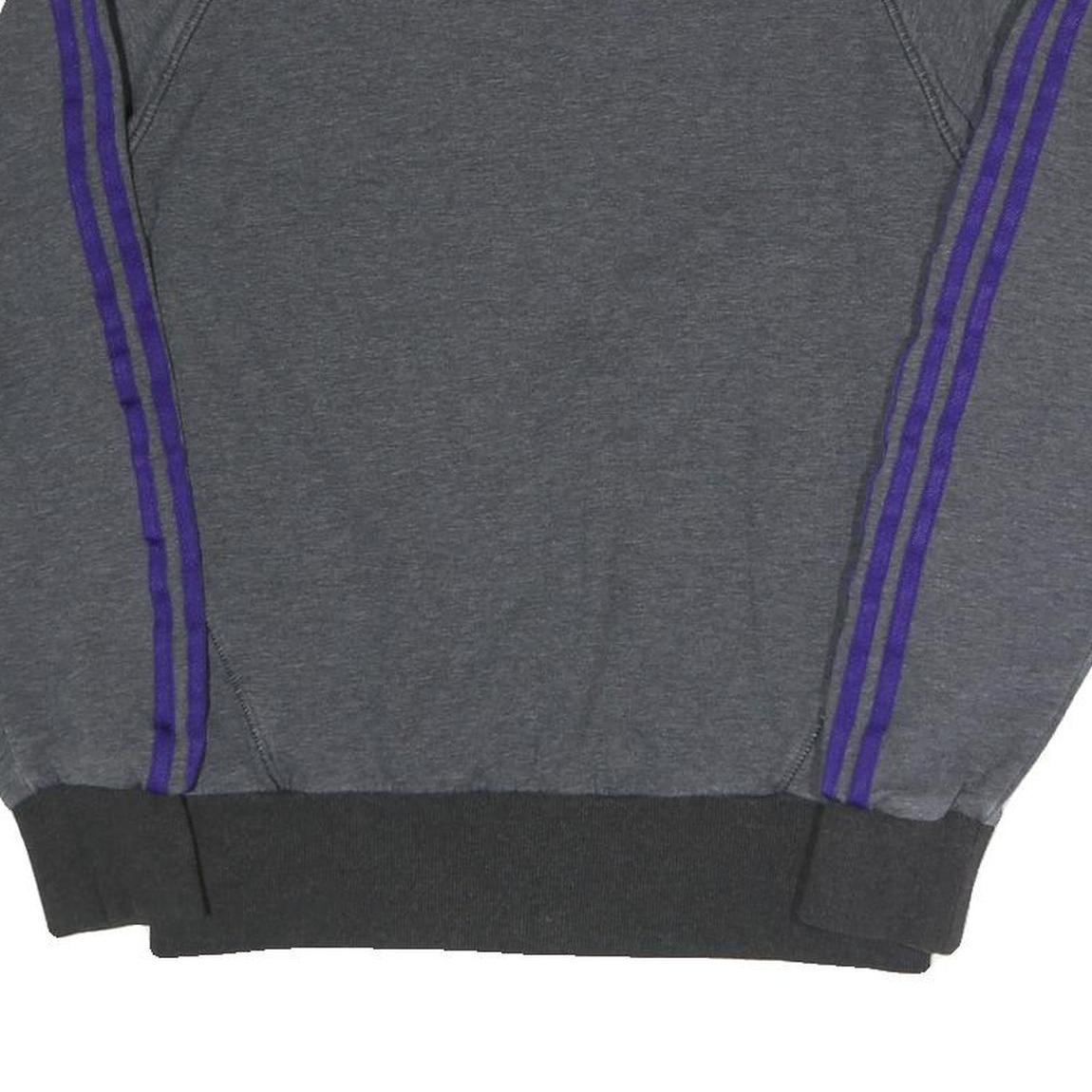 ADIDAS Mens Grey & Purple Sweatshirt Crew Neck S Athletic Casual Training Top