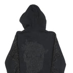 PHILIPP PLEIN Womens Black Cotton Blend Zip Up Hoodie M Skull Graphic Lace Trim
