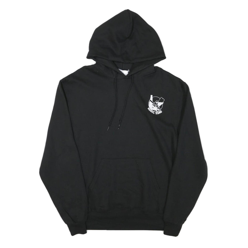 CHAMPION Mens Black Cotton Blend Pullover Hoodie M Graphic Print