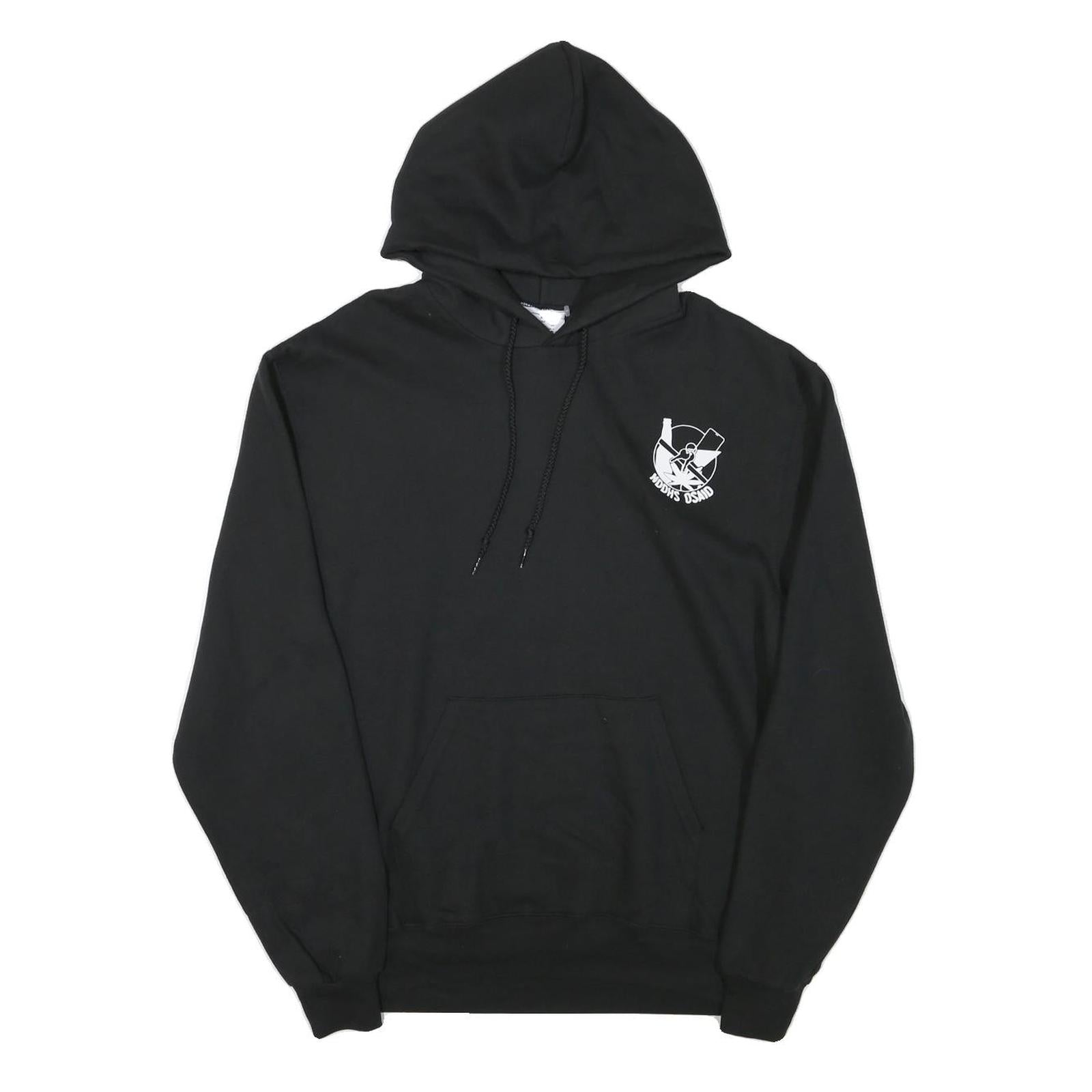 CHAMPION Mens Black Cotton Blend Pullover Hoodie M Graphic Print