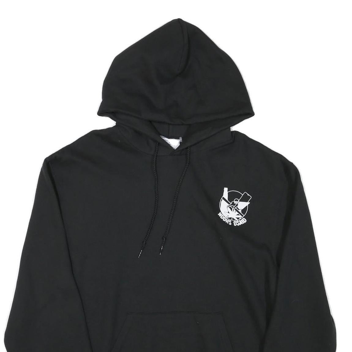 CHAMPION Mens Black Cotton Blend Pullover Hoodie M Graphic Print