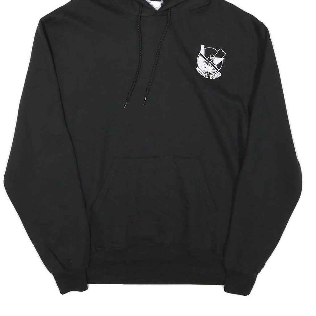 CHAMPION Mens Black Cotton Blend Pullover Hoodie M Graphic Print