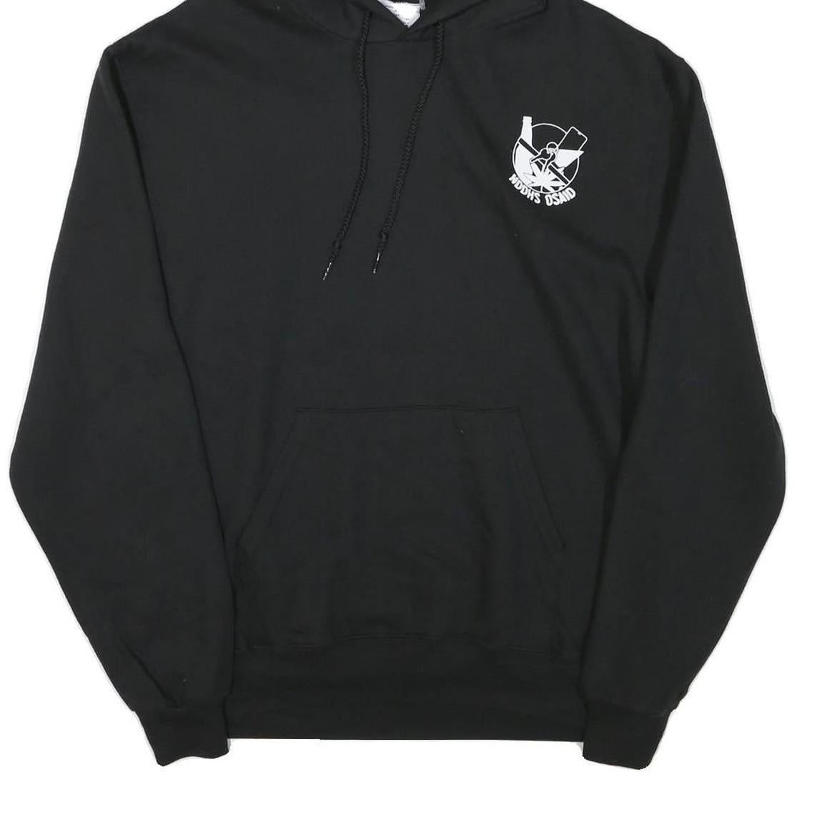 CHAMPION Mens Black Cotton Blend Pullover Hoodie M Graphic Print