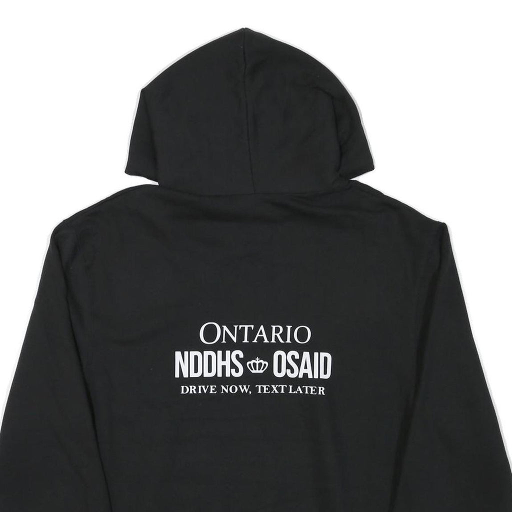 CHAMPION Mens Black Cotton Blend Pullover Hoodie M Graphic Print