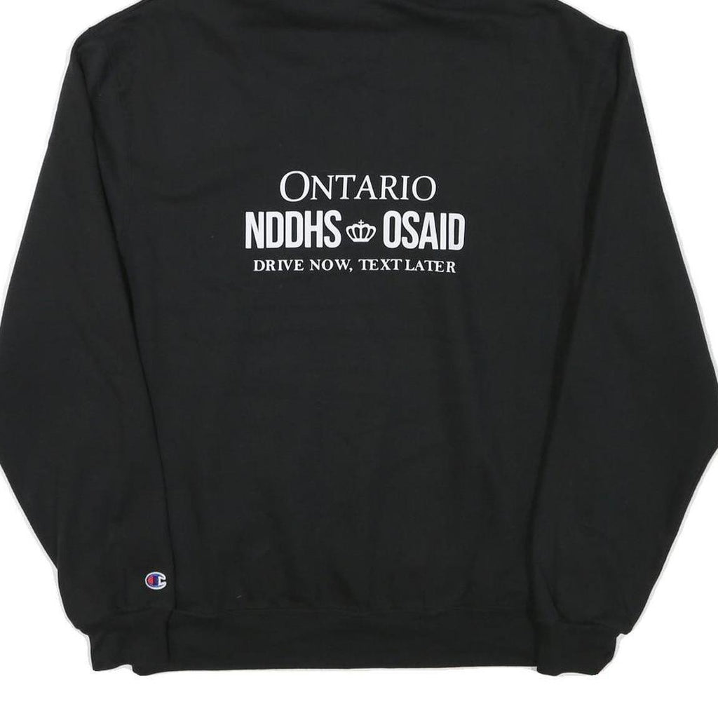 CHAMPION Mens Black Cotton Blend Pullover Hoodie M Graphic Print